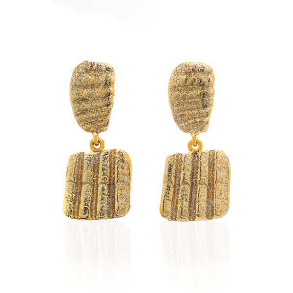 Square Shell Drop  Earring Gold Stardust