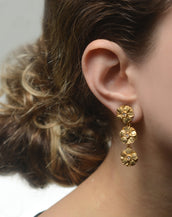 Goldtone Les Roses Triple Drop Earrings