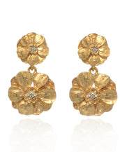 Goldtone Les Roses Double Drop Earrings