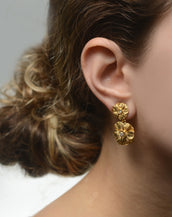 Goldtone Les Roses Double Drop Earrings