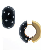 Goldtone Black w/White Dots Reversible Hugs® Earrings