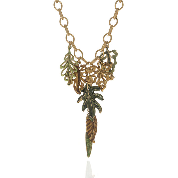 Jeweled Foliage Multi-color 16" Necklace