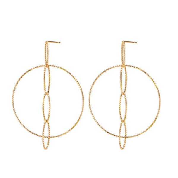 22k Gold plated Sterling Silver Round Drop earrings
