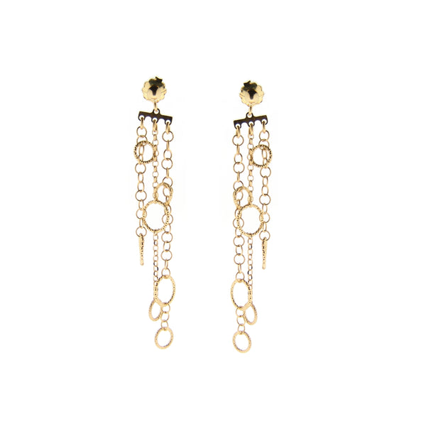 22k Gold Plated Sterling Silver Circle and Chain Drop Earrings