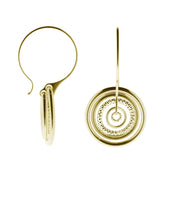 Gold Plated Sterling Silver Sand-Diamond Circle Earrings