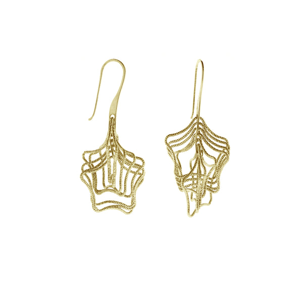 22k Gold Plated Sterling Silver Web Circle Earrings