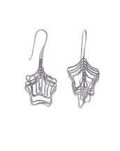 Rhodium Plated Sterling Silver Web Circle Earrings