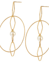 22k Gold plated Sterling Silver Round Drop earrings with Pearl