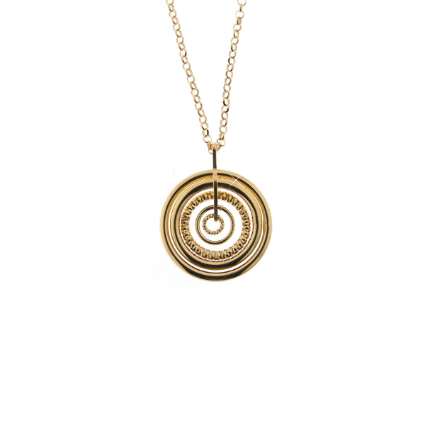22k Gold Plated Sterling Silver Sand-Diamond Circle Necklace