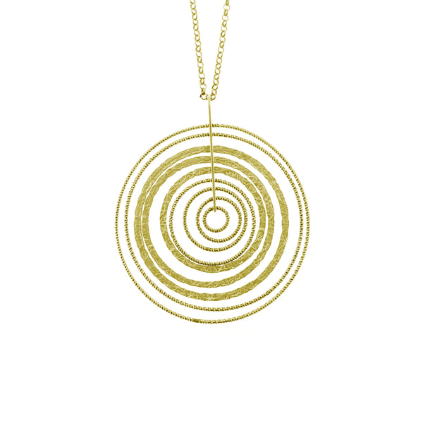 22k Gold Plated Sterling Silver Sand-Diamond Circle Necklace