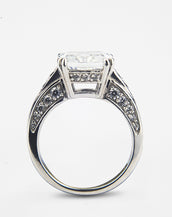 14K White Gold Cushion Cut with CZ Round 5.25ct