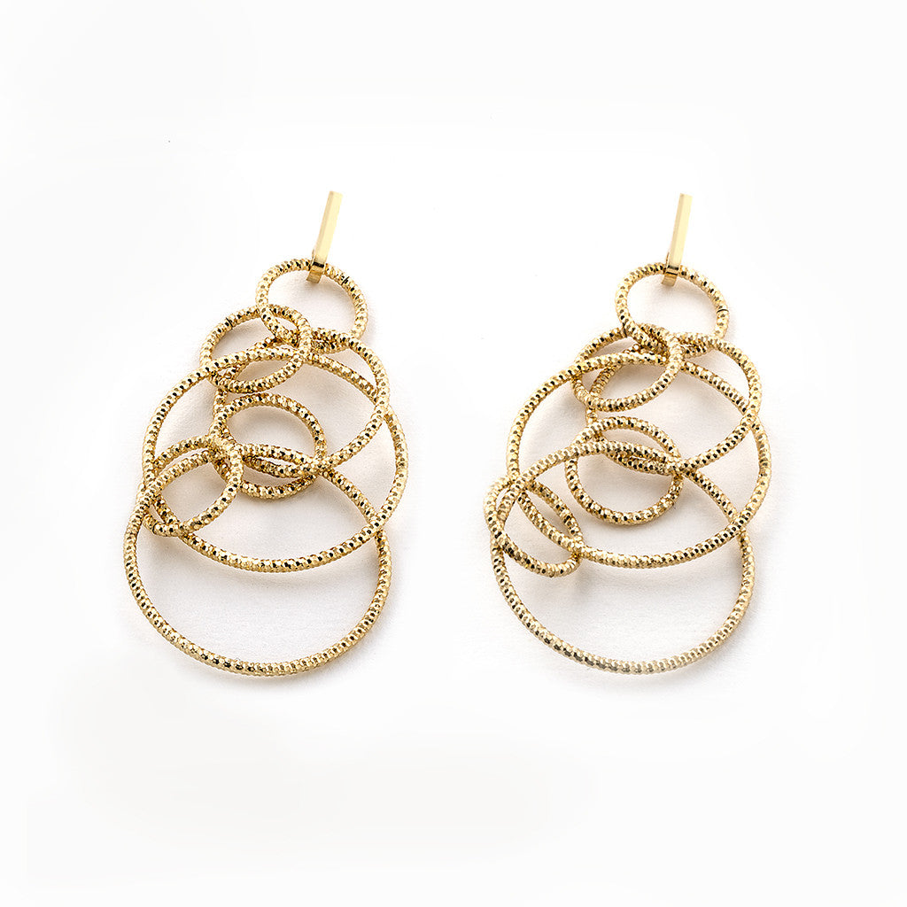 22k Gold Plated Sterling Silver Circle Drop Earrings
