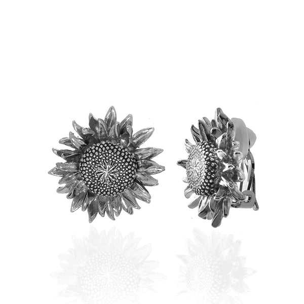 Botanica Mexicana Silvertone Sunflower Earrings
