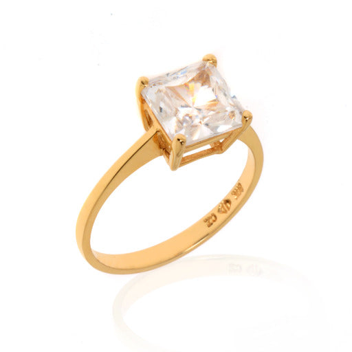 14K Yellow Gold Princess Cut Ring