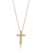 14K Yellow Gold Cross CZ Necklace