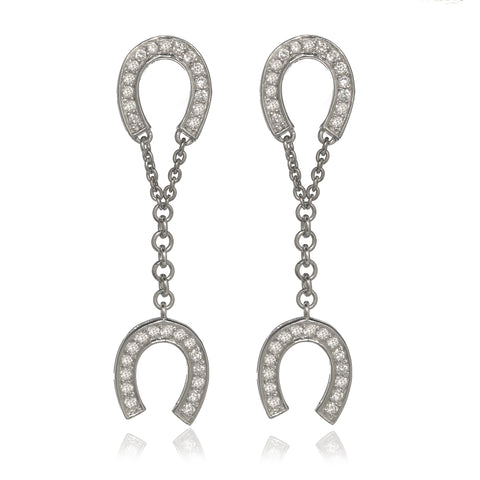 Sterling Silver Double Drop Horseshoe Earrings