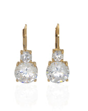 NEW 22k Gold Plated Sterling Silver CZ Leverback Earring