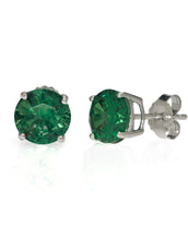 Sterling Silver Emerald 4 CT Stud Earrings