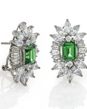 Sterling Silver Emerald CZ Pierced Earrings