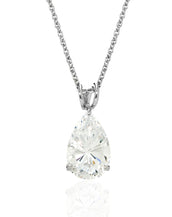 Sterling Silver CZ Pear Pendant Necklace