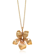 14K Orchid Pendant on 16" 14K Chain