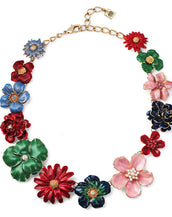 Garden Multi Flower Necklace w Austrian Crystals 16"
