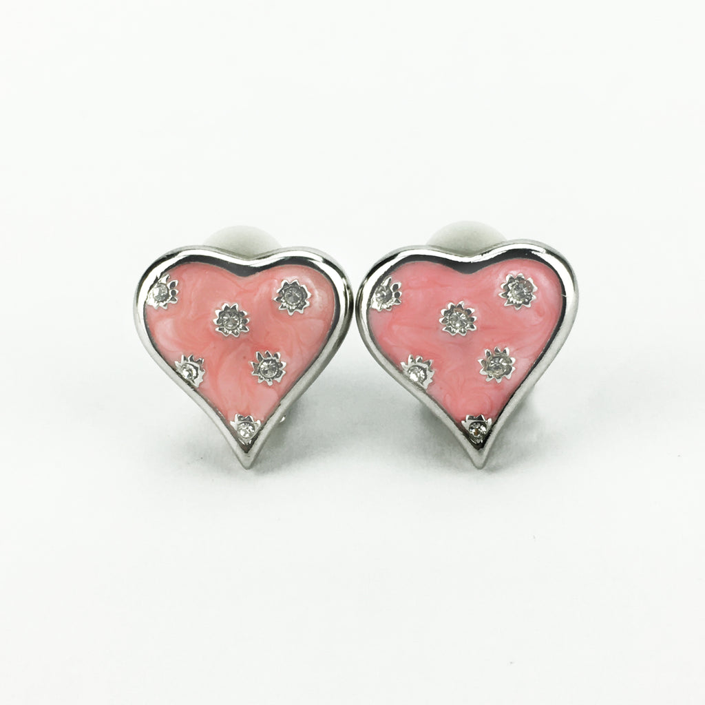 Silvertone Pink Enamel Heart Clip