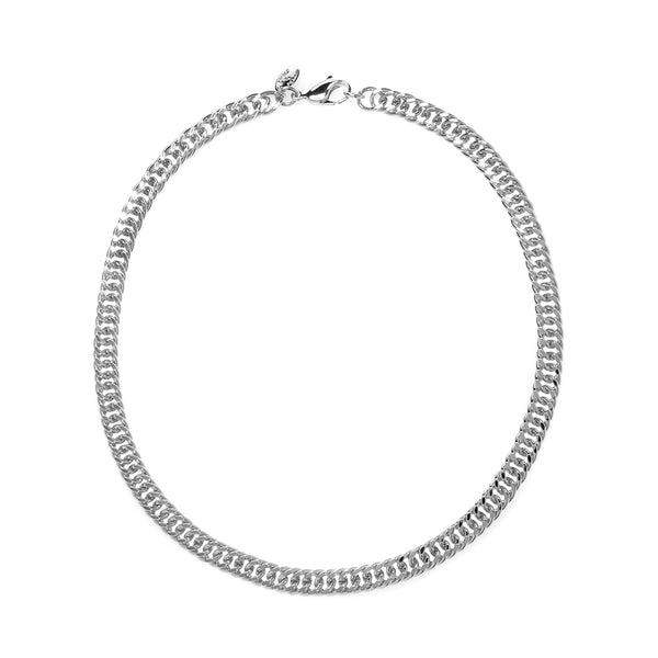 Rhodium Plated Double Curb Chain