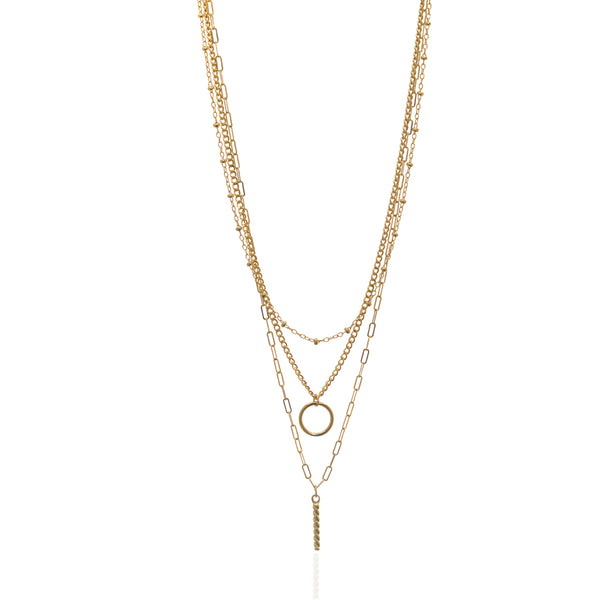 22k Gold Plated Sterling Silver Multi Chain 16"