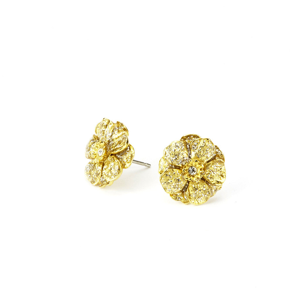 Double Rose Goldtone Stardust Pierced Earrings (Small)
