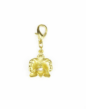 Orchid Goldtone Charm/ Clear Crystal