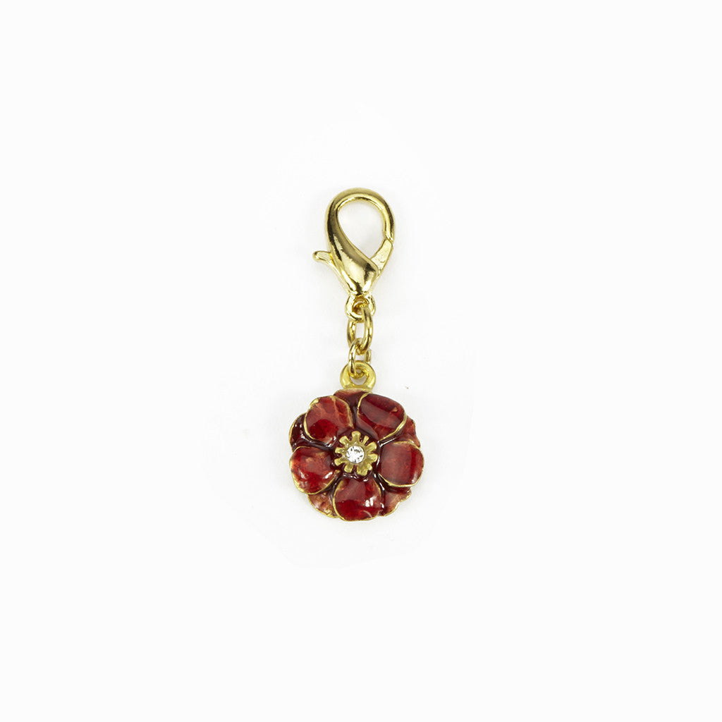 Double Rose Red Flower Charm