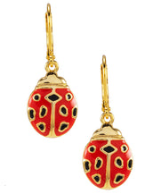 Goldtone Red Lady Bug Drop Earrings