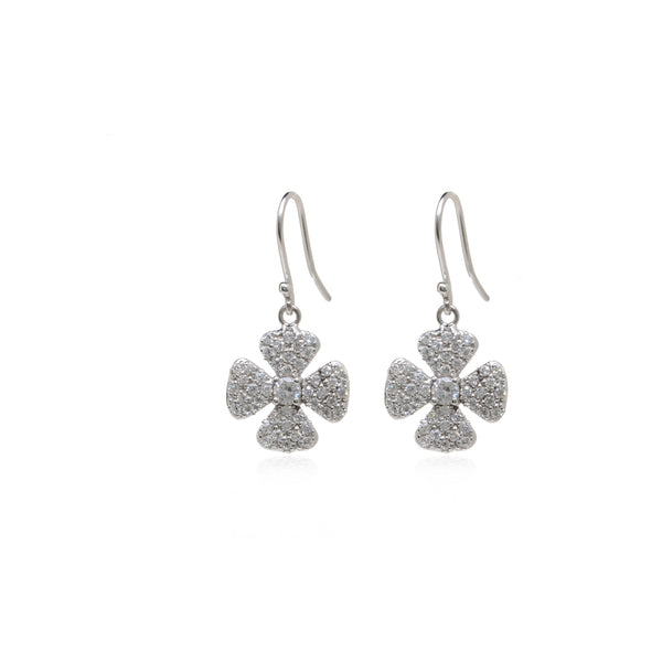 Sterling Silver Pave Cubic Zirconia Eurowire Earrings