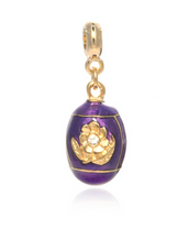 ME ME™  Gold Tone Purple Floral Egg Drop Charm