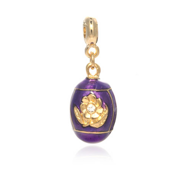 ME ME™  Gold Tone Purple Floral Egg Drop Charm