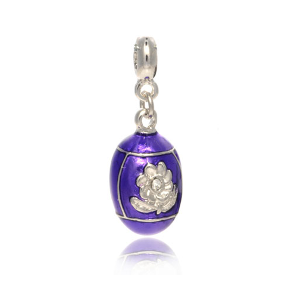 ME ME™  Silver Tone Purple Floral Egg Drop Charm