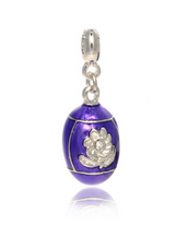 ME ME™  Silver Tone Purple Floral Egg Drop Charm