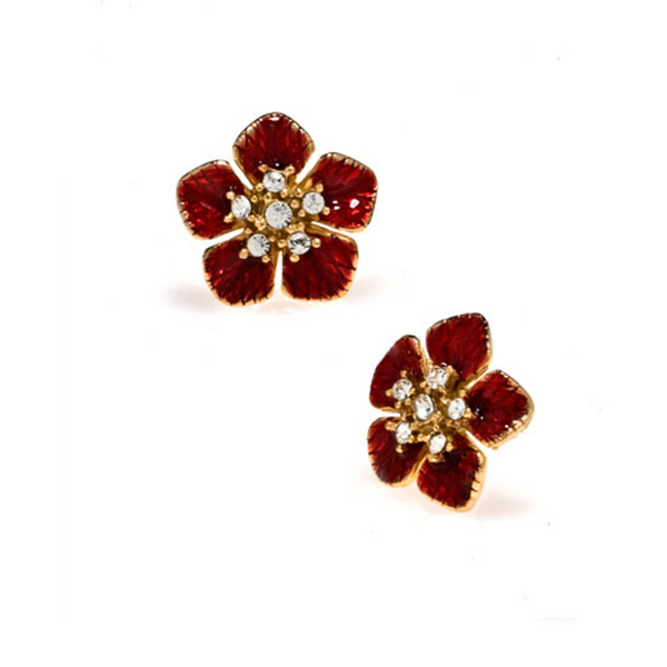 Garden of Love Red Small Flower Earrings
