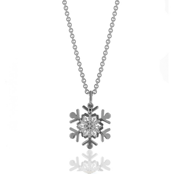 Winter in the Garden Silver Snowflake Necklace 36"
