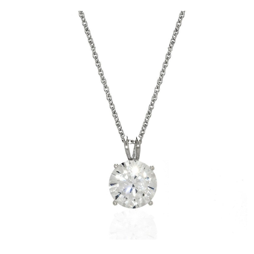 Sterling Silver Cubic Zirconia Round Pendant | Erwin Pearl