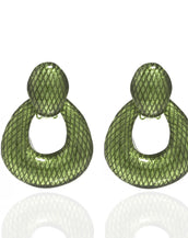 Green Open Tear Drop Earrings