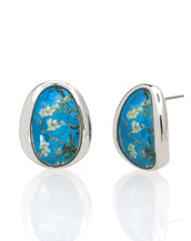 Van Gogh Silvertone Almond Blossom Button Earrings