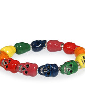 Silvertone Multicolor Skull Bracelet