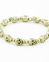 Lucky Skulls Goldtone Stretch Bracelet