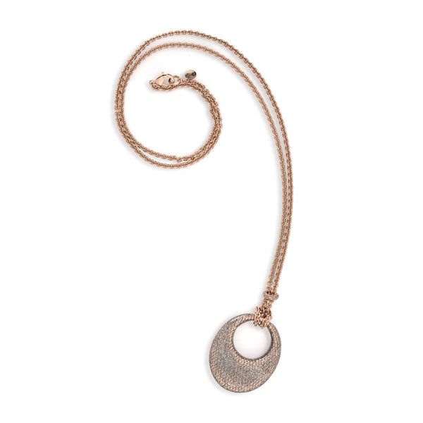SnakeSkin Stardust Rose Gold Open Disc Pendant Necklace