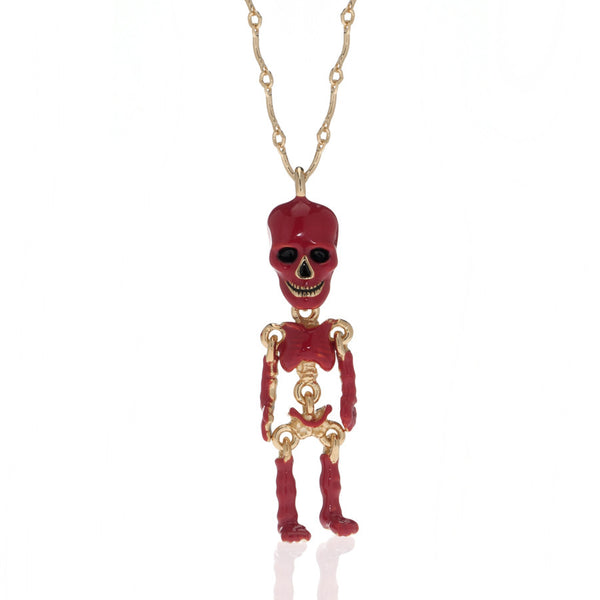 Red Skeleton Pendant Necklace