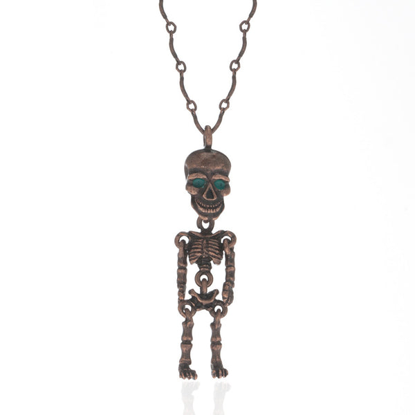 Copper Tone Skeleton Pendant Necklace