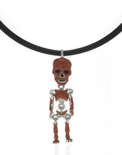 Rust Skeleton Pendant Necklace On Black Cord