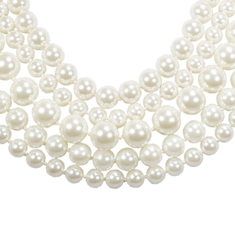 Silvertone Multi 5 Row Kiska Pearl Necklace